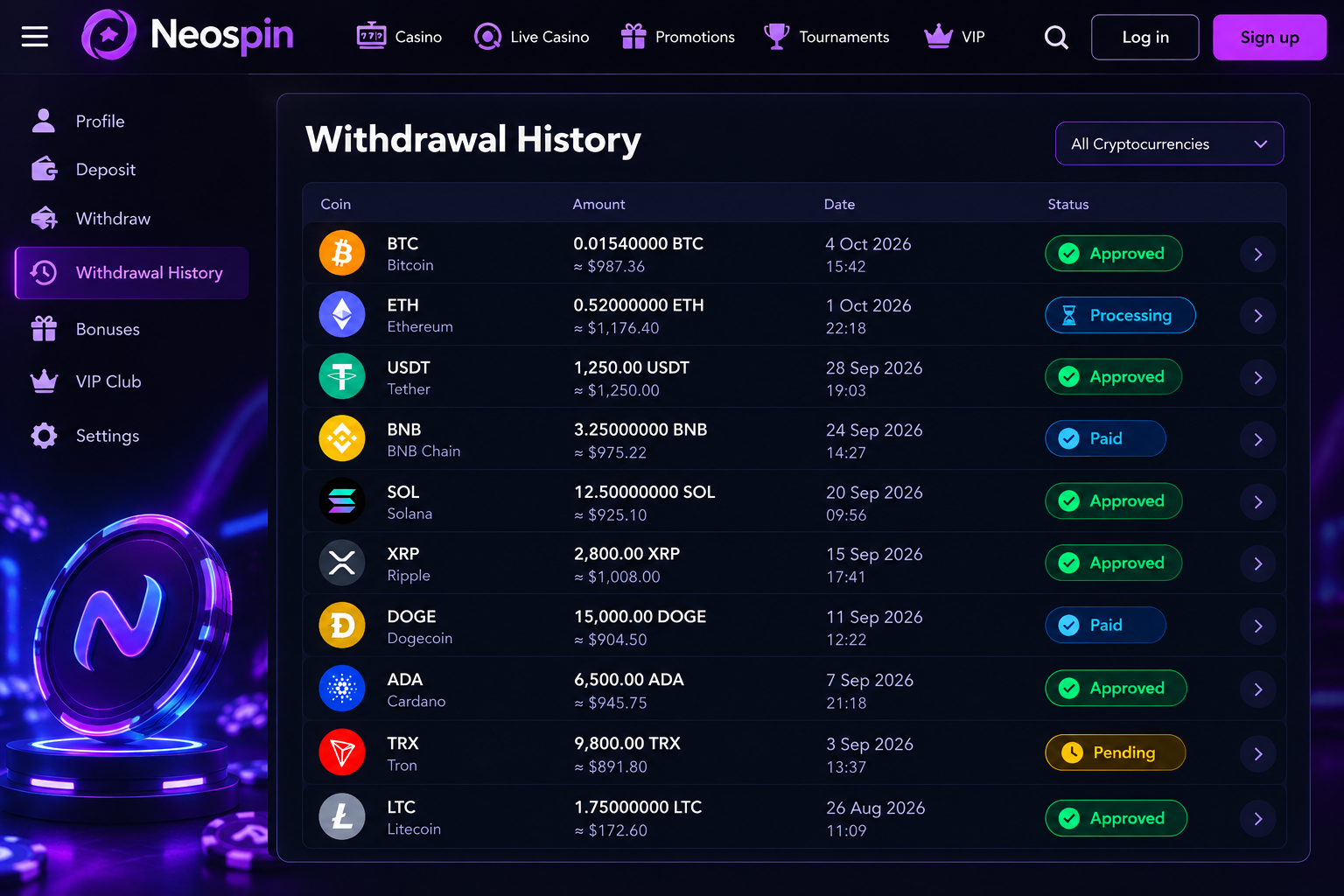 5. Neospin: Widest crypto choice — instant withdrawal casino Australia real money available cryptocurrency payment options 5. Neospin: Widest crypto choice — instant withdrawal casino Australia real money